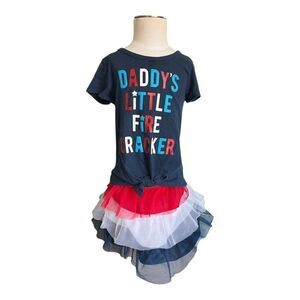Toddler Girls Celebrate Patriotic Daddys Little Firecracker Graphic Tee Skirt 2T